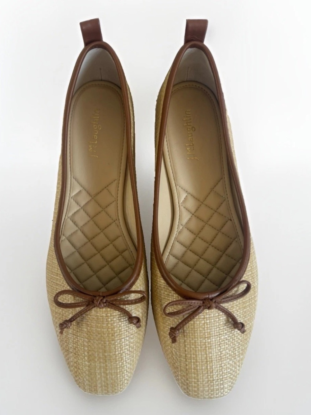 J. Mclaughlin Anastasia Woven Ballet Flat Women's 8.5 Brown Bow Preppy Classic